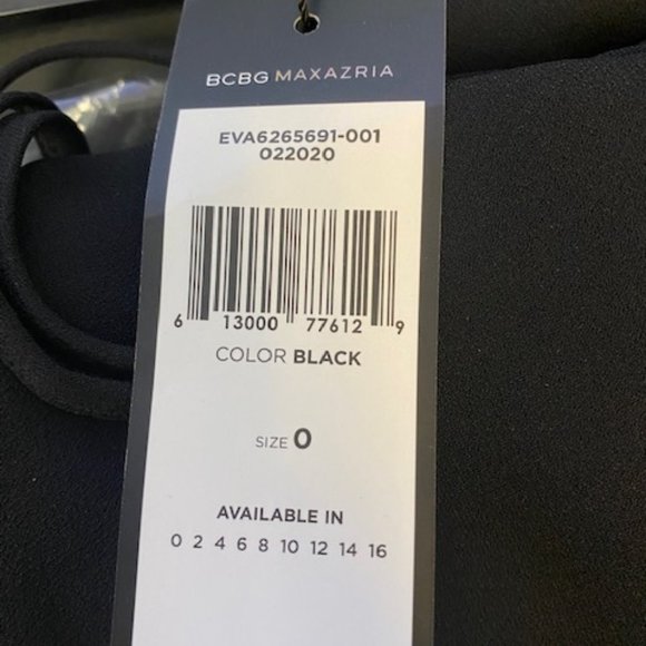 BCBGMAXAZRIA Women's Square Neck Evening Midi Dress, US Size 0, Black - Picture 2 of 9